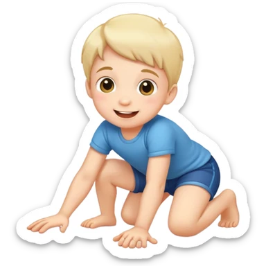 cheerful and cute child crawling on hands and knees sticker