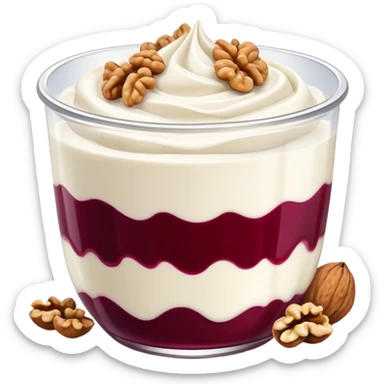 Skyr with berries sauce and peeled walnuts sticker