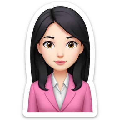 Business dress pink woman caucasian long black hair girl sticker