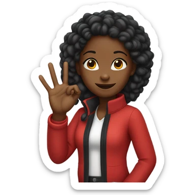Black girl wearing red with ok hand sign sticker