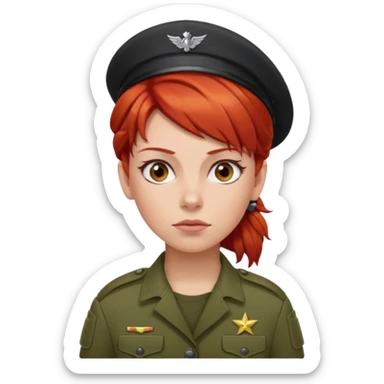 woman soldier with red hair clip sticker
