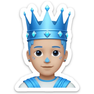 boy neon cyberpunk light blue happy crown white and blue sticker