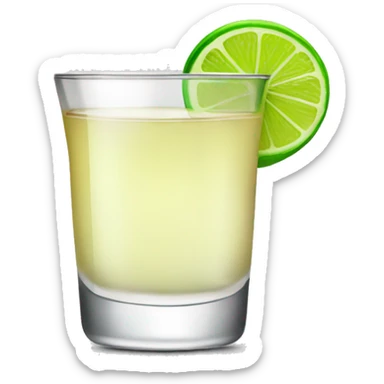 shot of tequila with a lime wedge on the rim sticker