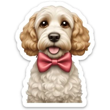 cockapoo dog with a bow tie sticker