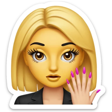 Girlboss emoji with exaggerated lashes and nails sticker