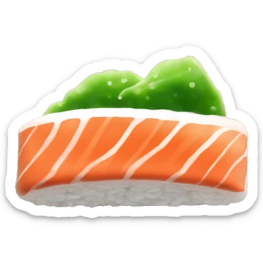 Salmon hosomaki sushi with dollop of wasabi sticker