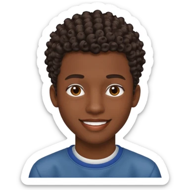 Une homme de 17 ans il a la peau noir foncé , des lèvres pulpeuses  . Il a un taper bouclé  mais que au dessus car les cheveux ont un taper et des contours  sticker