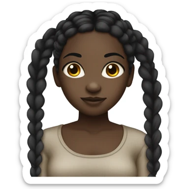Darkskin girl with mascara and black braids  sticker