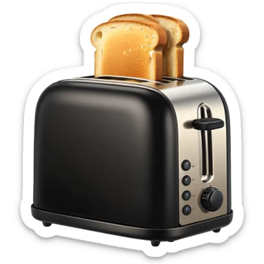 black toaster with bread sticker
