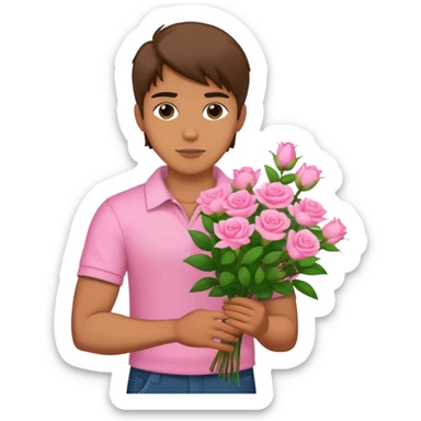 Cool bad boy holding a bouquet of pink jasmine roses sticker