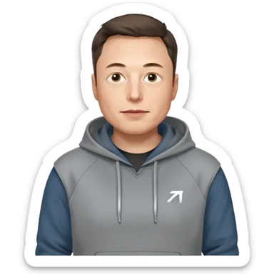elon musk in gray hoodie full height sticker