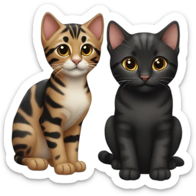 two-cats-bengal-and-cat-black-kitten-together sticker