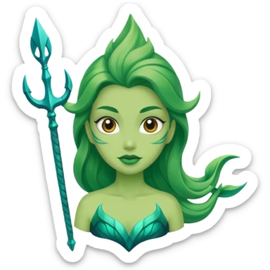 green aqua coloured siren trident sticker