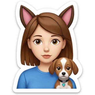 White girl with straight brown hair name is Valentina put dog ears on her and make he rlike like a bith but still not ugly just the dog prt of it and also have a shirt that says siri on it sticker