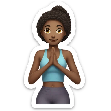 gen z/millennial girl, wearing a yoga outfit + holding a yoga matt sticker