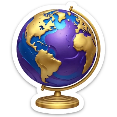 A metallic globe emoji for Mercury, with swirling blue, gold, and purple shades, emphasizing rough terrain sticker
