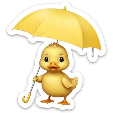 baby Duck holding white umbrella sticker