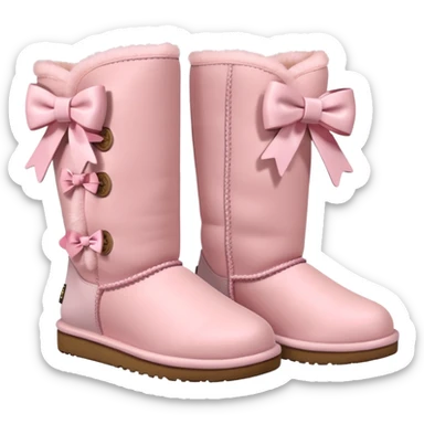 realistic pastel pink uggs with bows on the back, shoes facing the same way sticker