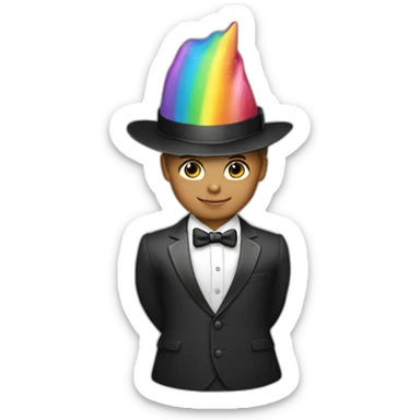 Posh-boy-with-suit-and-rainbow-unicorn-hat sticker