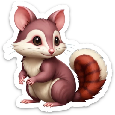 Dark Brownish red soft natural realistic romantic vintage antique divine beautiful elegant pretty precious cute young youthful  Fakémon-Pokémon-alien-Furret-opossum-feline-Squirrel-hybrid-creature (full body) sticker