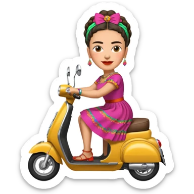 Frida Kahlo driving a scooter sticker