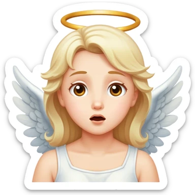 Angel blushing emoji whistling while looking up sticker