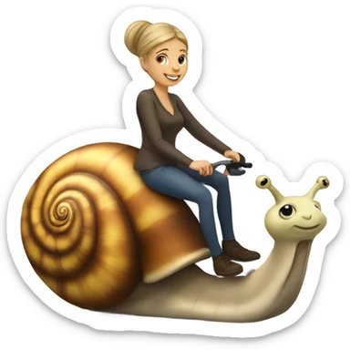 Caucasian Woman riding a snail sticker