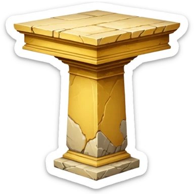 Greek yellowish old ish pedestal that’s not too long a bit short. Only 1 pedestal sticker