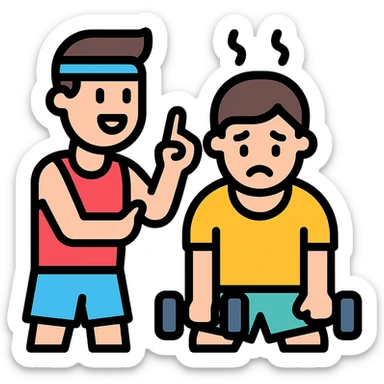 One sportsman encourages the other one, to do a workout and stop being lazy
 sticker