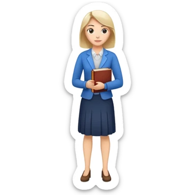 full body female teacher standing with book sticker