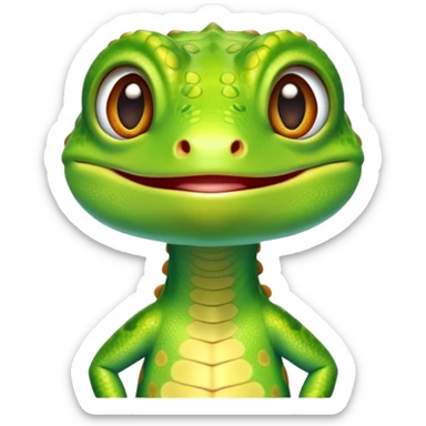 cinematic-cute-realistic gecko-portrait-emoji,-head-tilted-playfully-and-inquisitively,-featuring-a-small,-charming-body-with-smooth,-vividly-patterned-scales,-bright,-sparkling-eyes-and-delicate,-sticky-toe-pads,-simplified-yet-irresistibly-adorable sticker