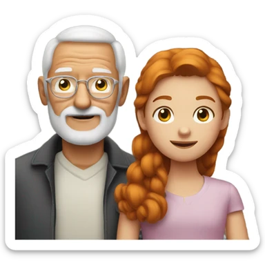 Ginger Grandpa and brunette granddaughter sticker