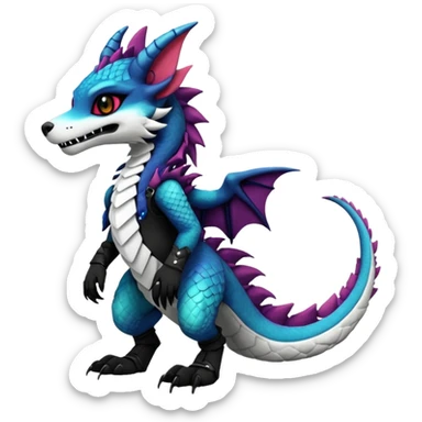 Cool gothic cute badass Scaley cyber-Vernid-Protogen-Primagen-Dutch-Angel-Dragon-Sergal-Trico-Fursuit-furry-fursona sticker