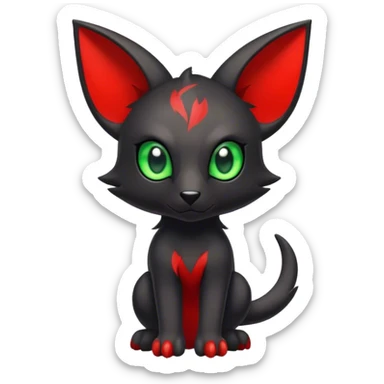 Cute cool black red animal hybrid Fakemon full body, green eyes,  sticker