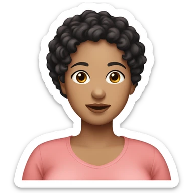 Pregnant woman with black curly short hair, light skinned wih dark brown eys sticker
