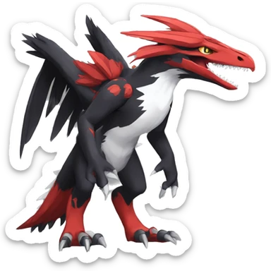  Cool Edgy Black Red White Digimon-Fakemon-Raptor-Reptile full body sticker