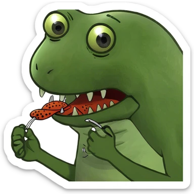 Alien dog eating flies sticker