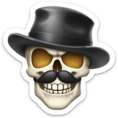 skull with moustache and hat of mario bros sticker