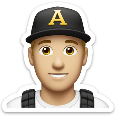 A WHITE YOUNG MAN WEARING A WHIT BLACK CAP WITH YEAR 2014 TEXT IN THE FRONT sticker