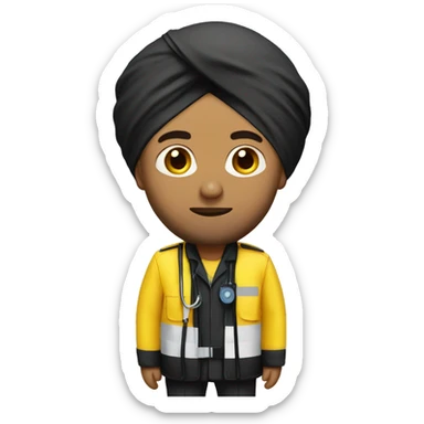 Sikh man wearing black turban and yellow paramedic jacket sticker