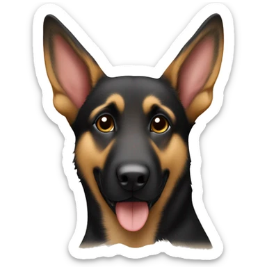 Black and tan German Shepard mix with one bent ear sticker
