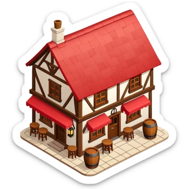red realistic isometric tavern sticker
