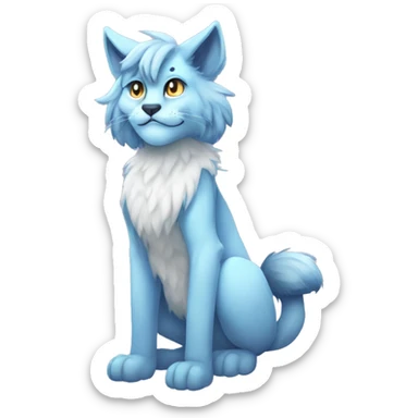 Anthropomorphic Anthro Pastel Blue Sona Lynx-Fakémon Furry Full Body sticker