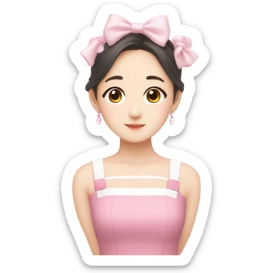 Jang Wonyoung asian kpop cute white girl wearing pink dress  sticker