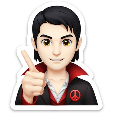A black Vampire holding up the peace sign with thumb up as well  sticker