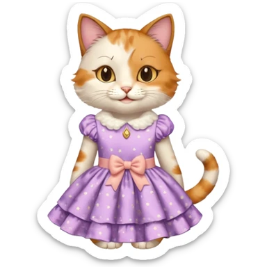 A fashionable cat in a dress is being photographed sticker