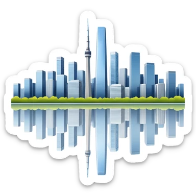 Create a tokyo skyline with a mirror image of the san francisco skyline below it.  sticker