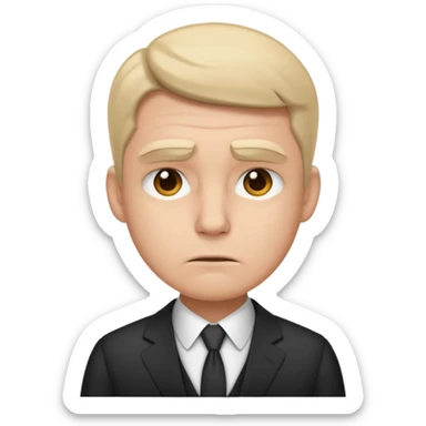 a liittle tired and frustrated entepreneur (only his face). with suit and only a little bit emotional face sticker