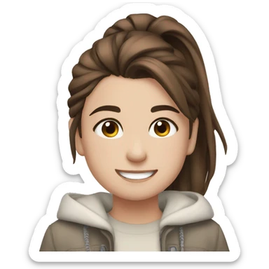 happy girl with ponytail sticker