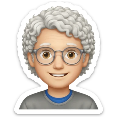young boy with curly white hair and glasses sticker